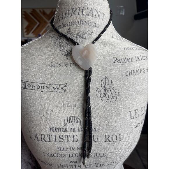 None Other - Heart-Shaped White Stone Bolo Tie – Coquette Western Unisex Festival